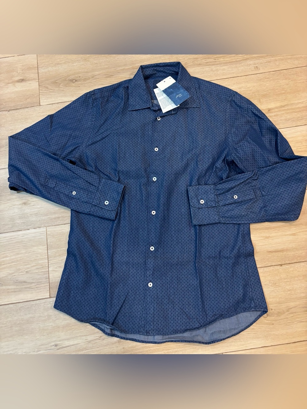 Altea Milano Indigo Shirt Medium M Blue Slim Fit New With Tags $295 Beautiful